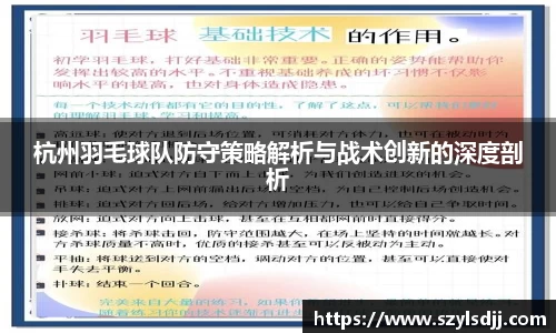 杭州羽毛球队防守策略解析与战术创新的深度剖析